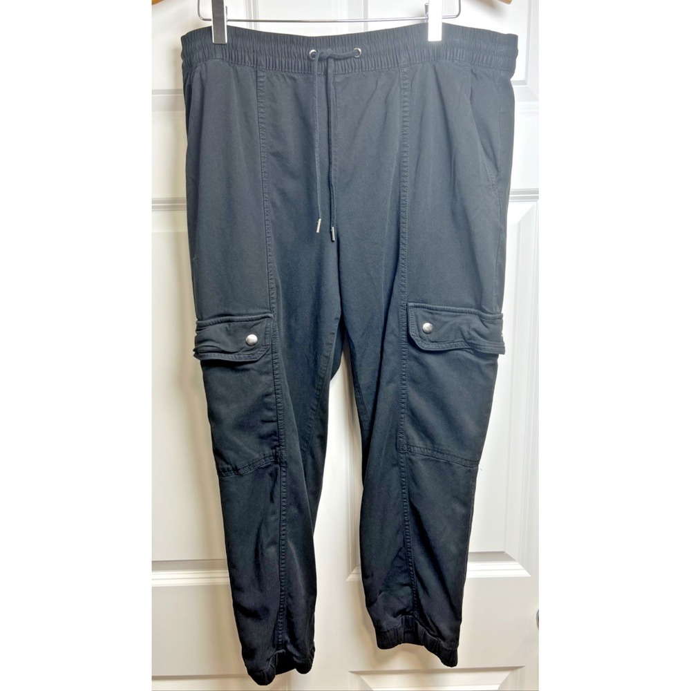 Banana Republic Men's L Black Cargo Jogger Pants Elastic Waist Cuffed Cropped